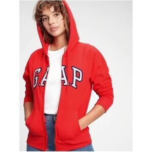 Gap Women's Classic Logo Full Zip Sweatshirt Hoodie Sweater Red Size XXS